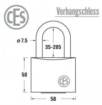 CES Vorhängeschloss Maß