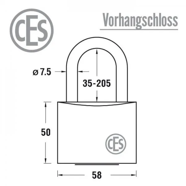 CES Vorhängeschloss Maß