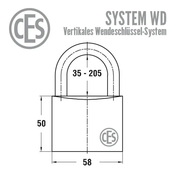 CES WD Vorhängeschloss 215N – Bild 3