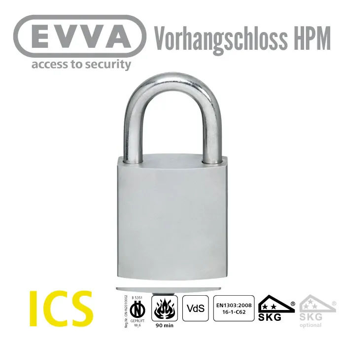 EVVA ICS Vorhängeschloss mit Sicherungskarte Das Wendeschlüsselsystem