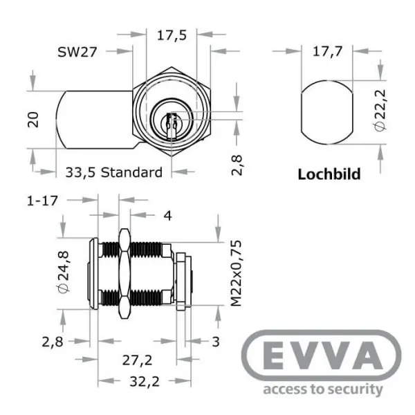 EVVA ICS Hebelzylinder MB23 – Bild 3
