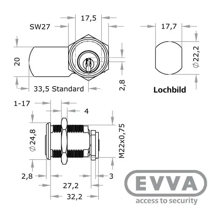EVVA ICS Hebelzylinder MB23 – Bild 3