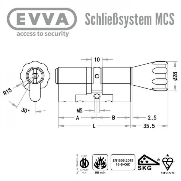 EVVA MCS Knaufzylinder – Bild 2