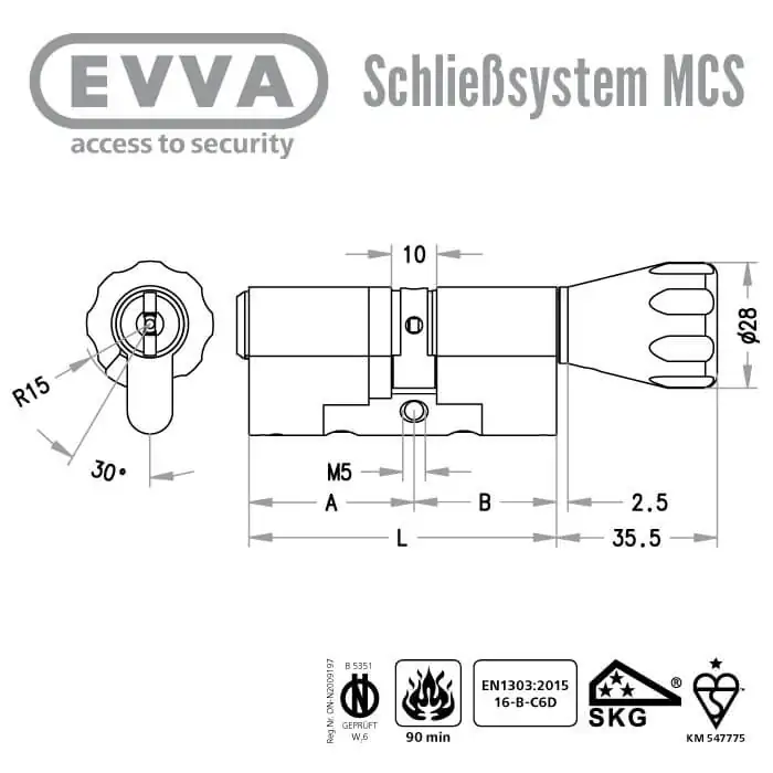 EVVA MCS Knaufzylinder – Bild 2