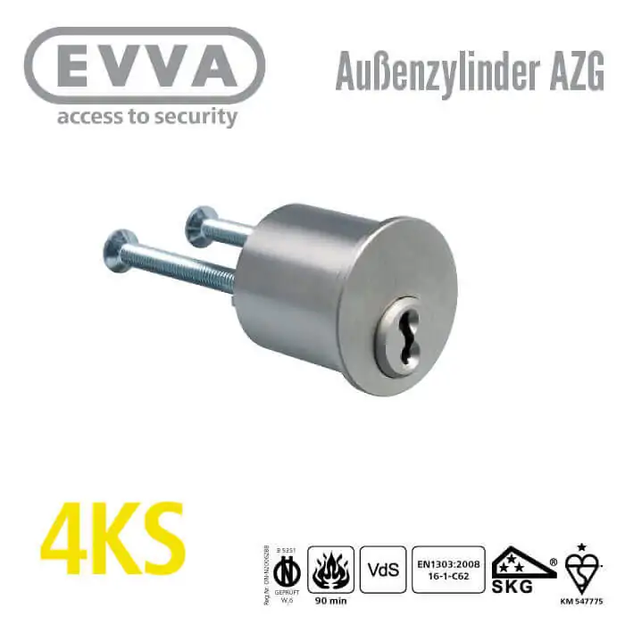 EVVA 4KS Außenzylinder ohne Rosette EVVA 4KS Außenzylinder AZG ohne Rosette