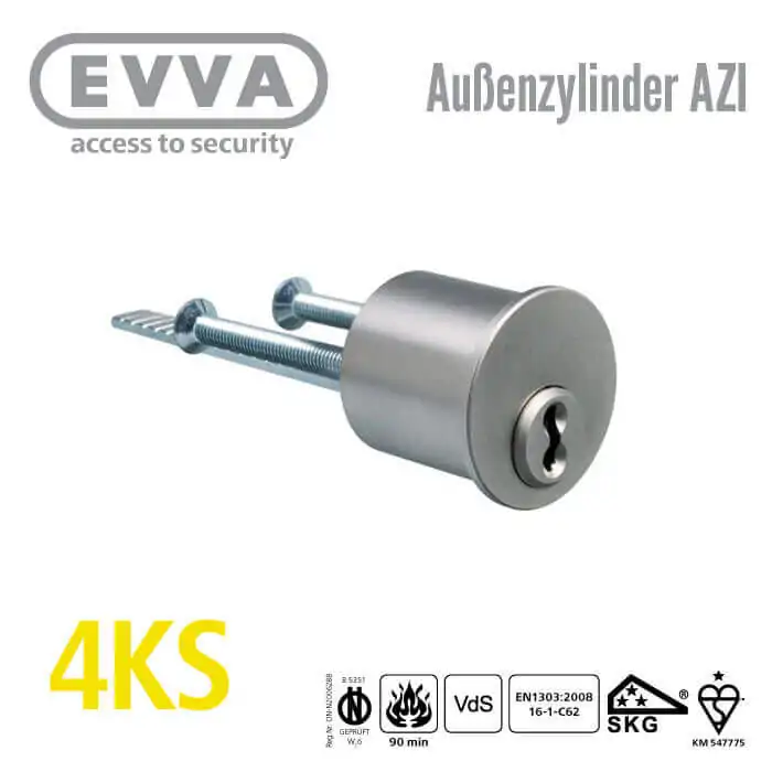 EVVA 4KS Außenzylinder AZI ohne Rosette
