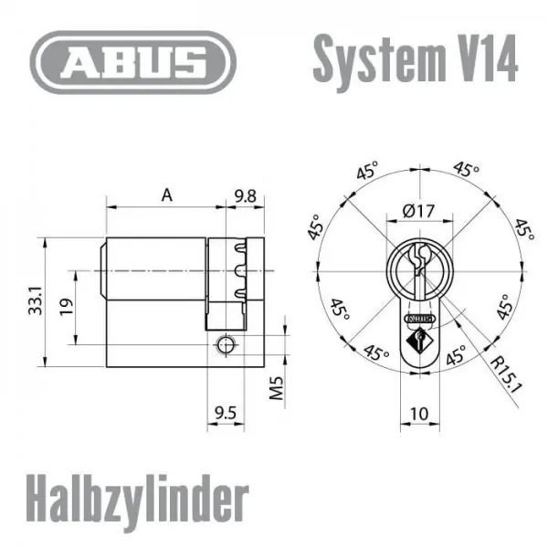 ABUS V14 Halbzylinder – Bild 2