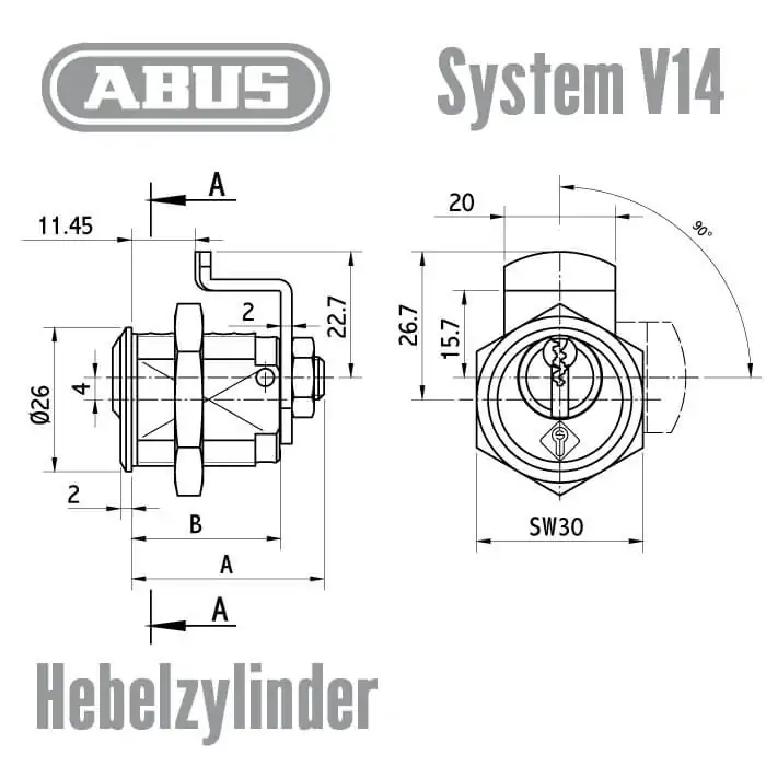 ABUS V14 Hebelzylinder – Bild 2