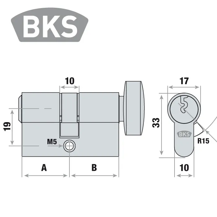 BKS S88 Knaufzylinder Maß