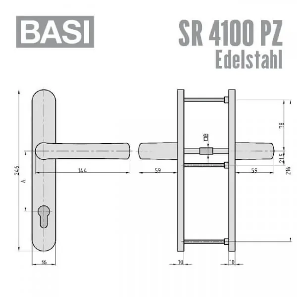 BASI SR 4100 PZ Edelstahl Schmalrahmenbeschlag – Bild 2