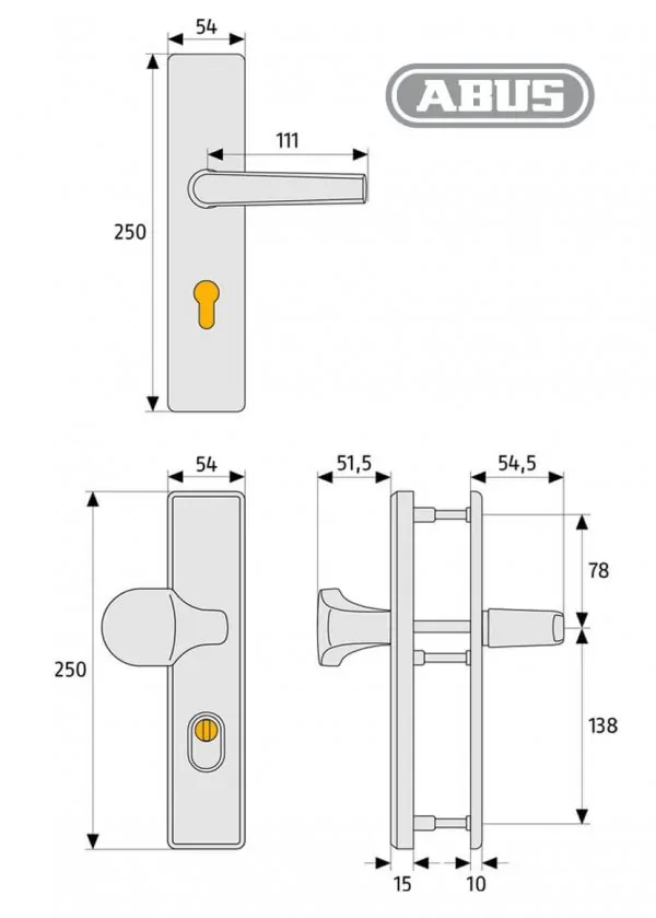 ABUS 714 / 814 Schutzbeschlag mit Zylinder-Ziehschutz – Bild 3