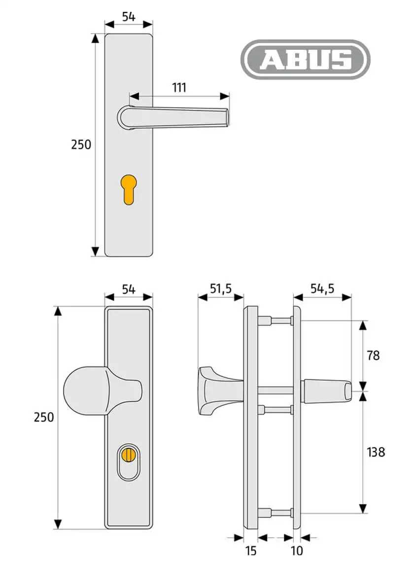 ABUS 714 / 814 Schutzbeschlag mit Zylinder-Ziehschutz – Bild 3