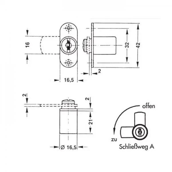 Hebelzylinder 16.5 mm – Bild 2