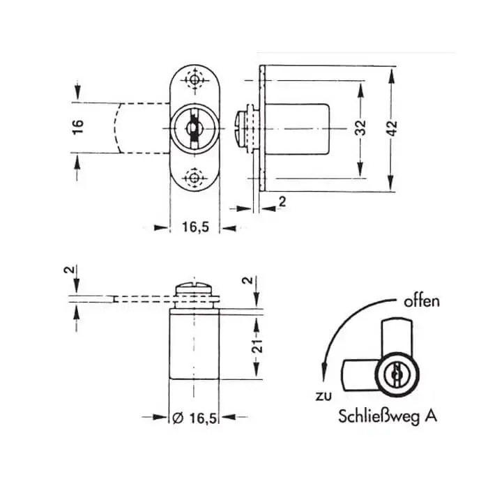 Hebelzylinder 16.5 mm – Bild 2