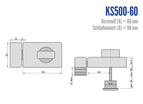 BASI KS500-60 Kastenzusatzschloss