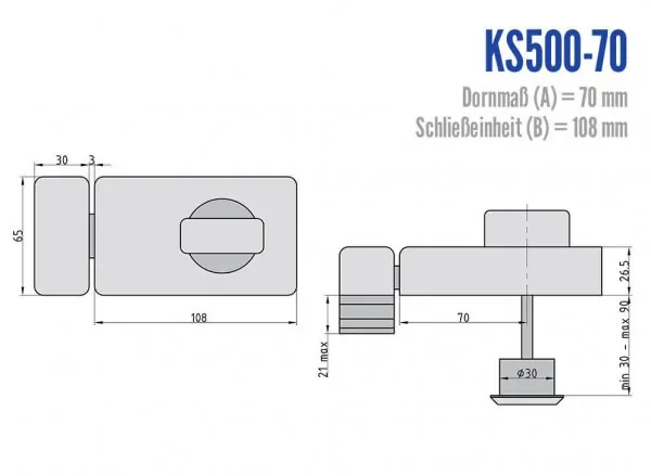 BASI KS500-70 Kastenzusatzschloss