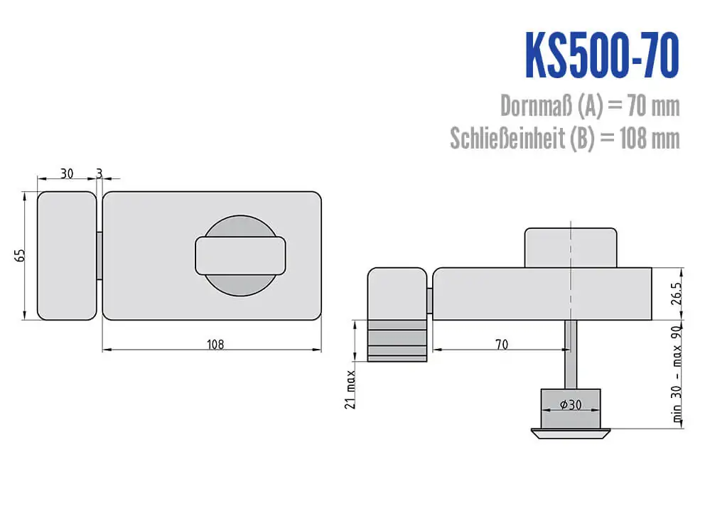 BASI KS500-70 Kastenzusatzschloss