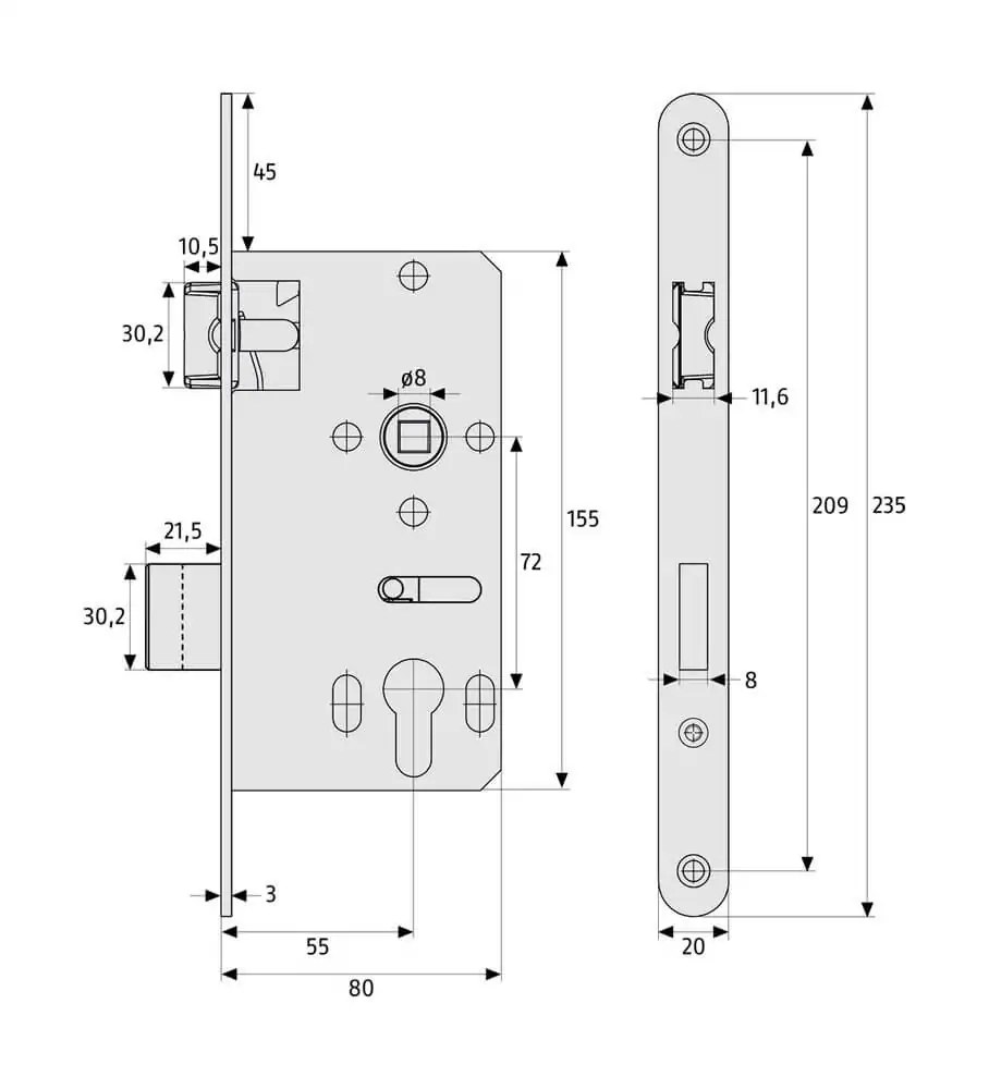 ABUS Zimmertürschloss ESK PZ2 universal – Bild 3